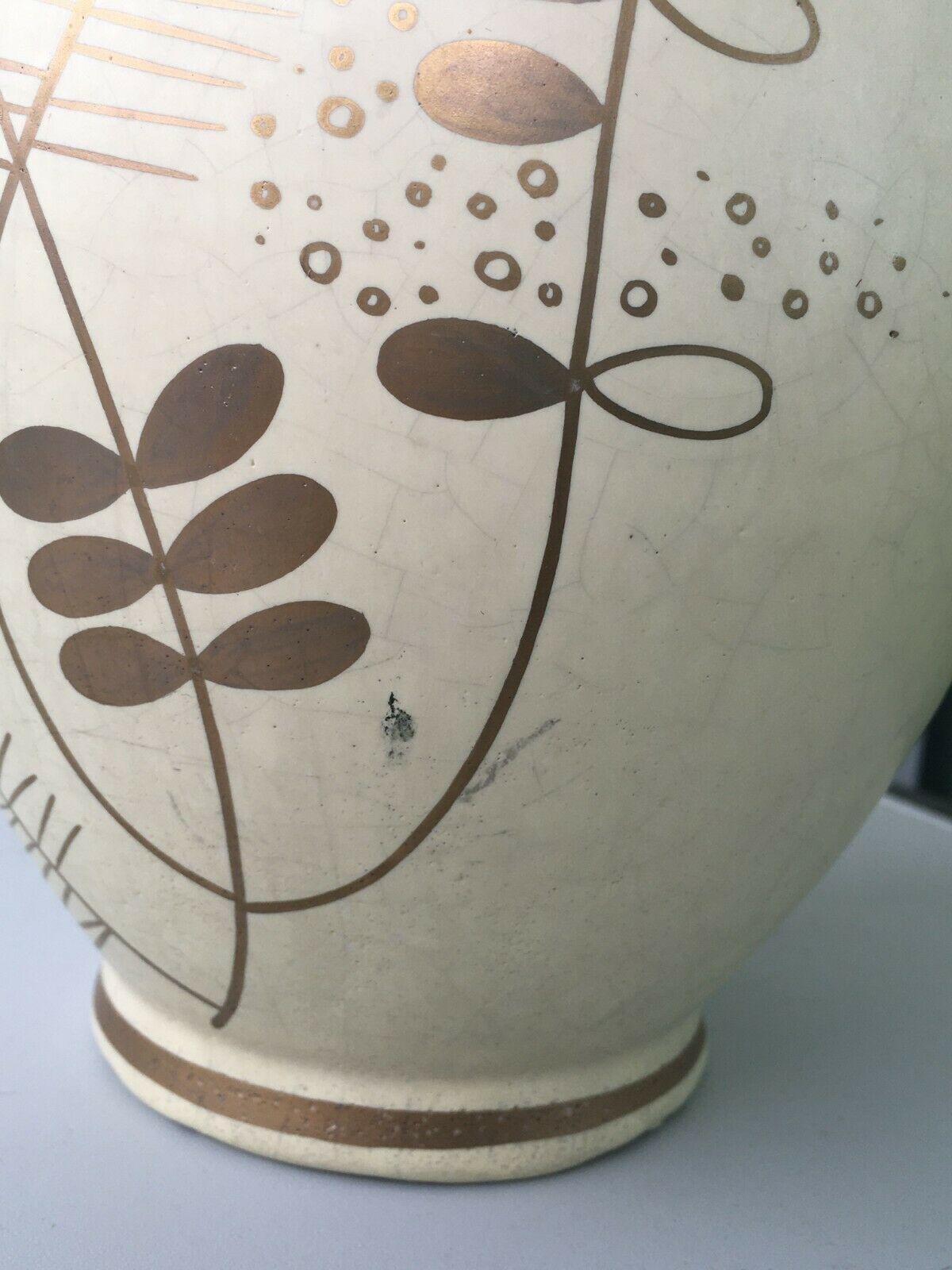 20th century gold painted ceramic art deco vase