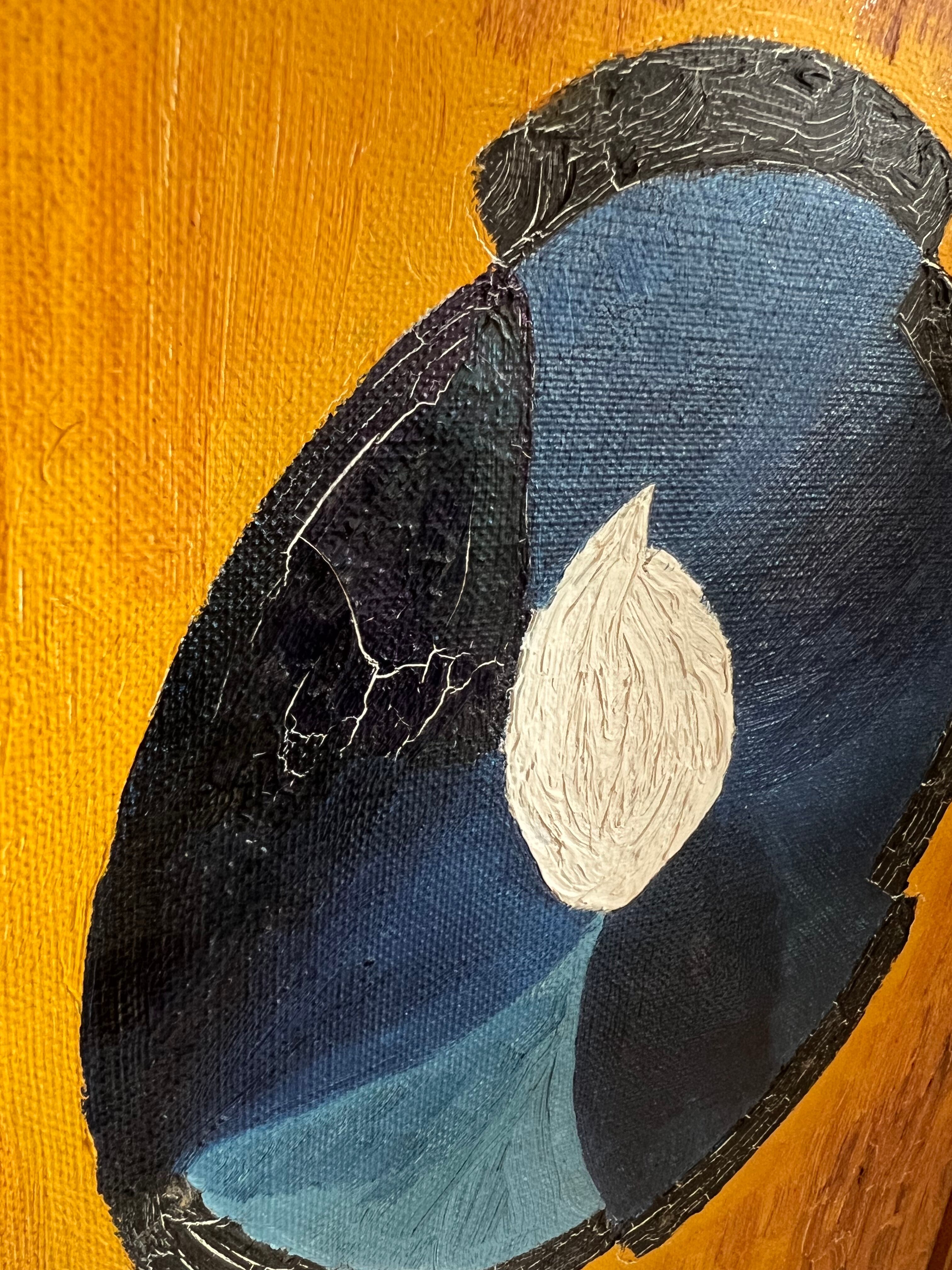 Abstract painting with vintage gilded frame