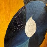 Abstract painting with vintage gilded frame