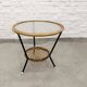 Mid-Century Set of Three Round Rattan and Glass Side Tables, 1960s
