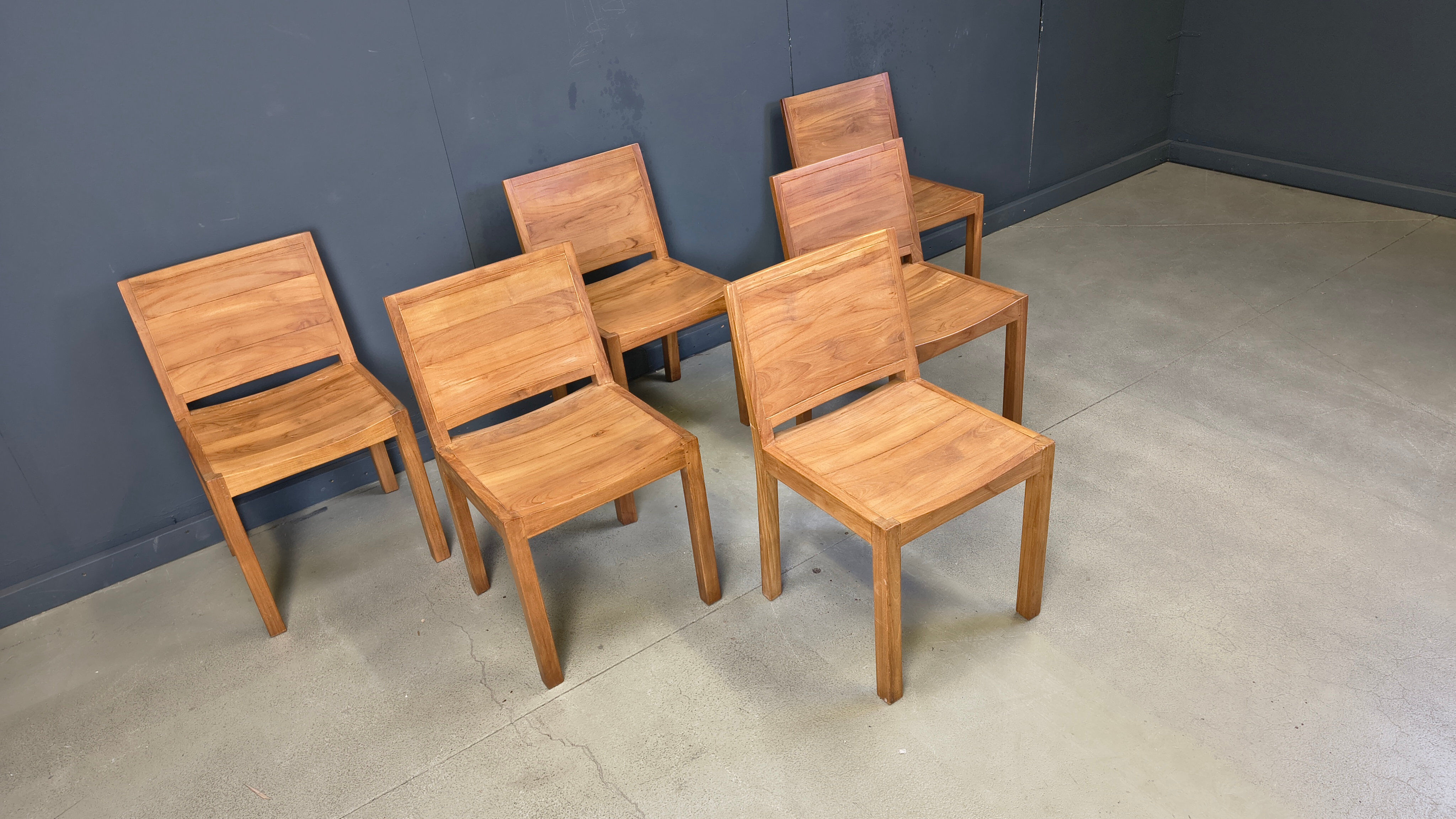 Vintage teak dining chairs set of 6 - 1980s