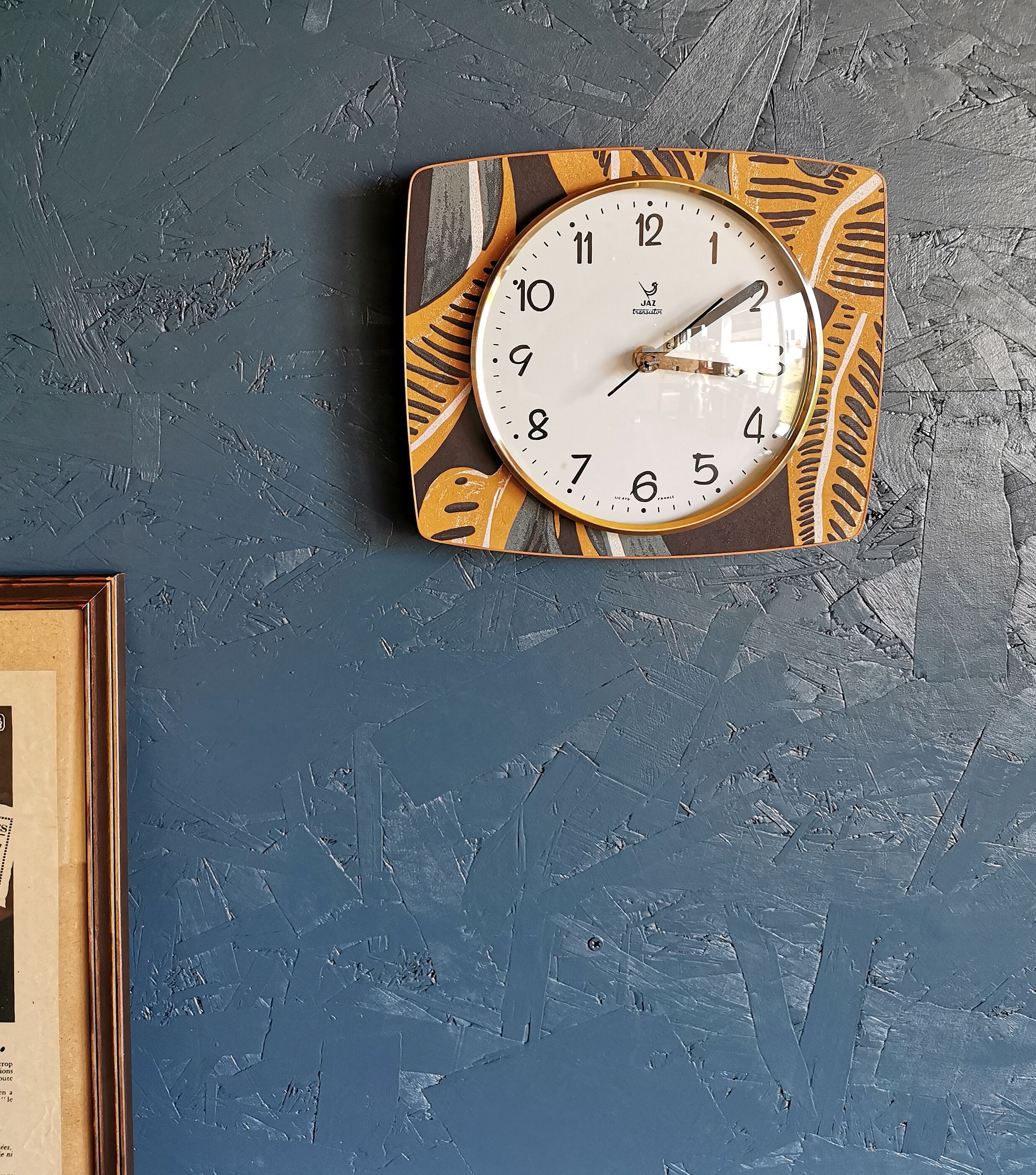 Clock silent rectangular vintage wall pendulum "Black ochre Jaz"