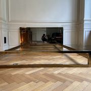 Belgo Chrom bed in gold metal and bronze mirrored headboard, 1970