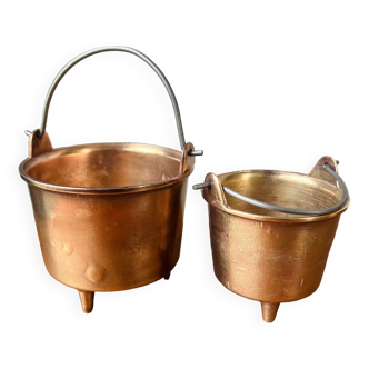 Duo de cache-pots en laiton avec anse