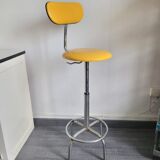 Vintage skaï yellow industrial stool