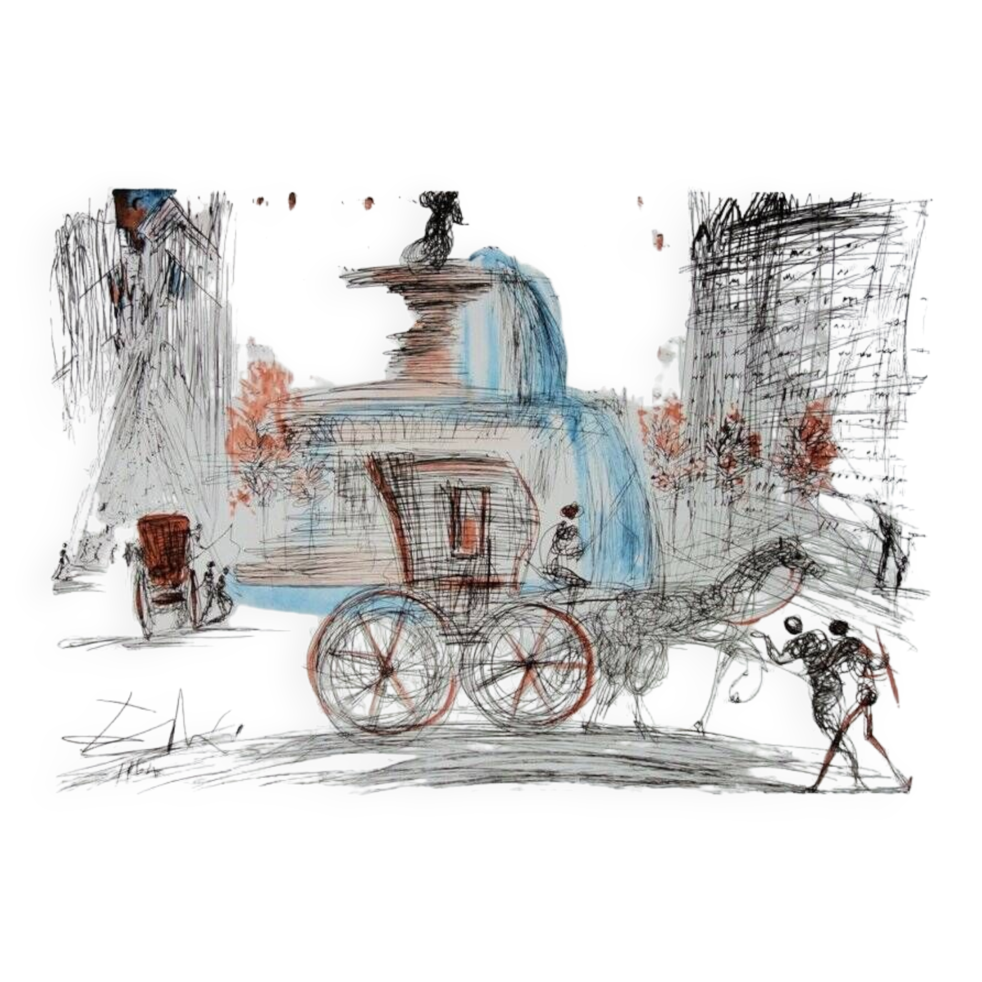 Salvador dali: new york city - plaza, signed lithograph - 1981