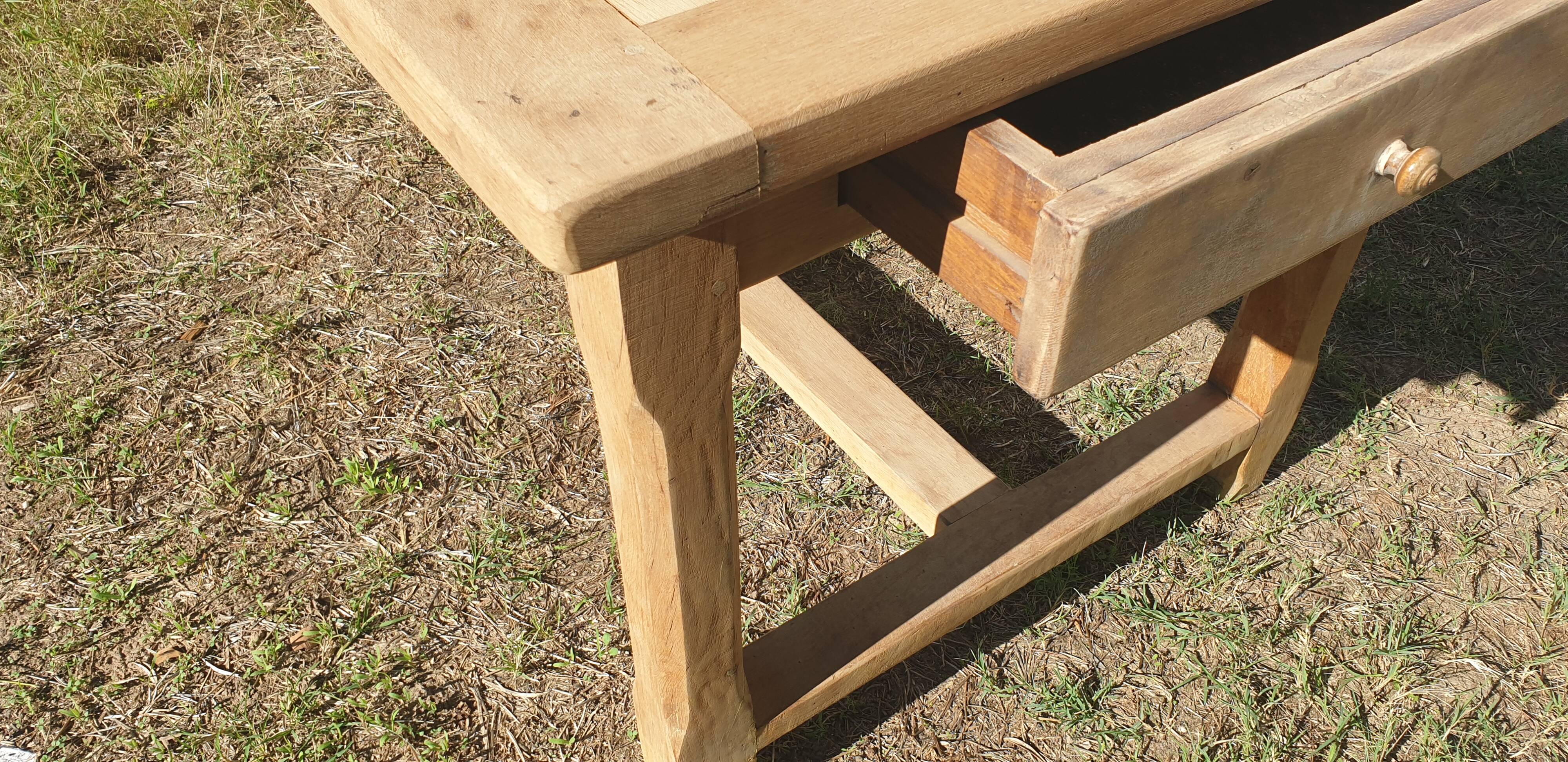 Natural wood farmhouse table