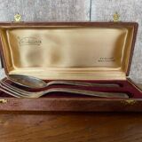 Antique Cutlery Fork & Spoon Silver Metal + Vintage Box Set #B337