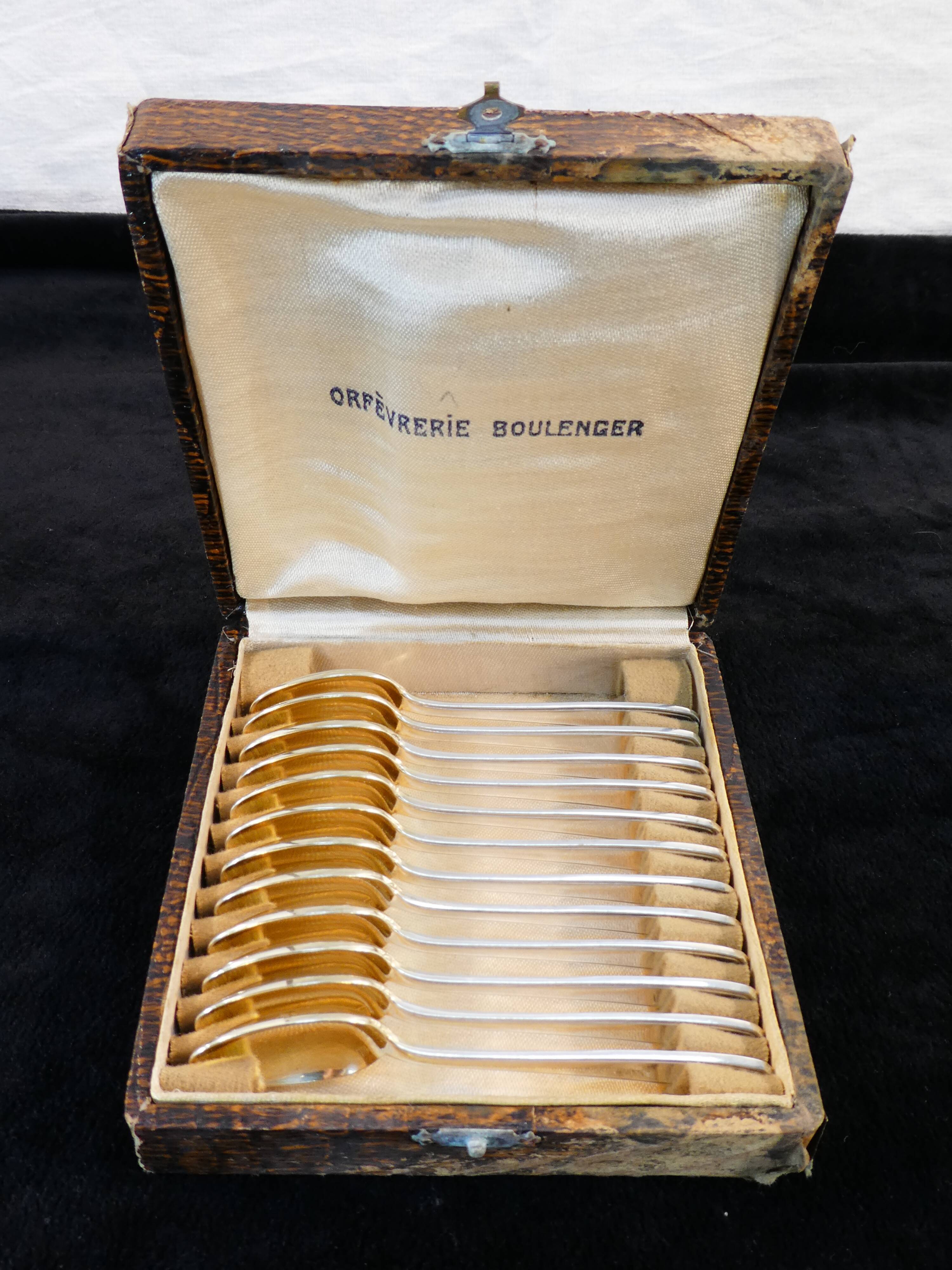 12 spoonfuls a moka boulenger art deco in silver metal modele suzy