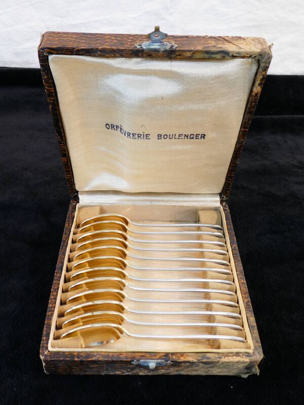 12 cuilleres a moka boulenger art deco en metal argenté modele suzy