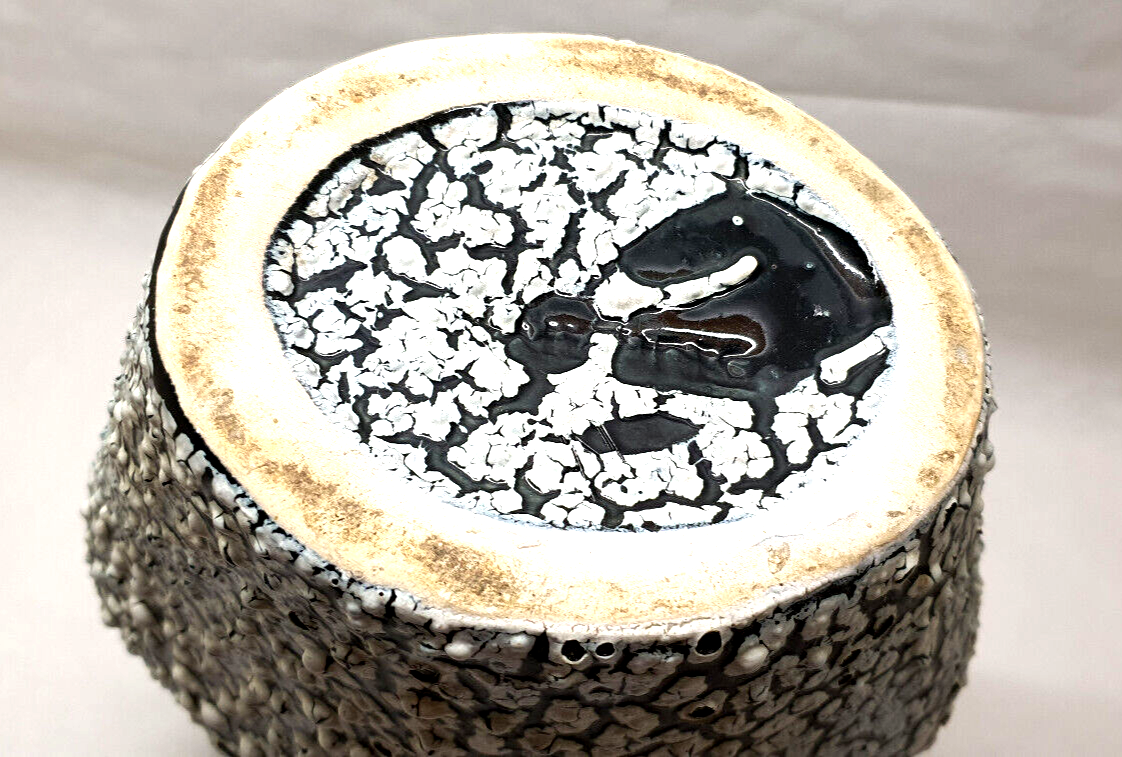 Old vase 2 handle ceramic vallauris volcanic effect interior red