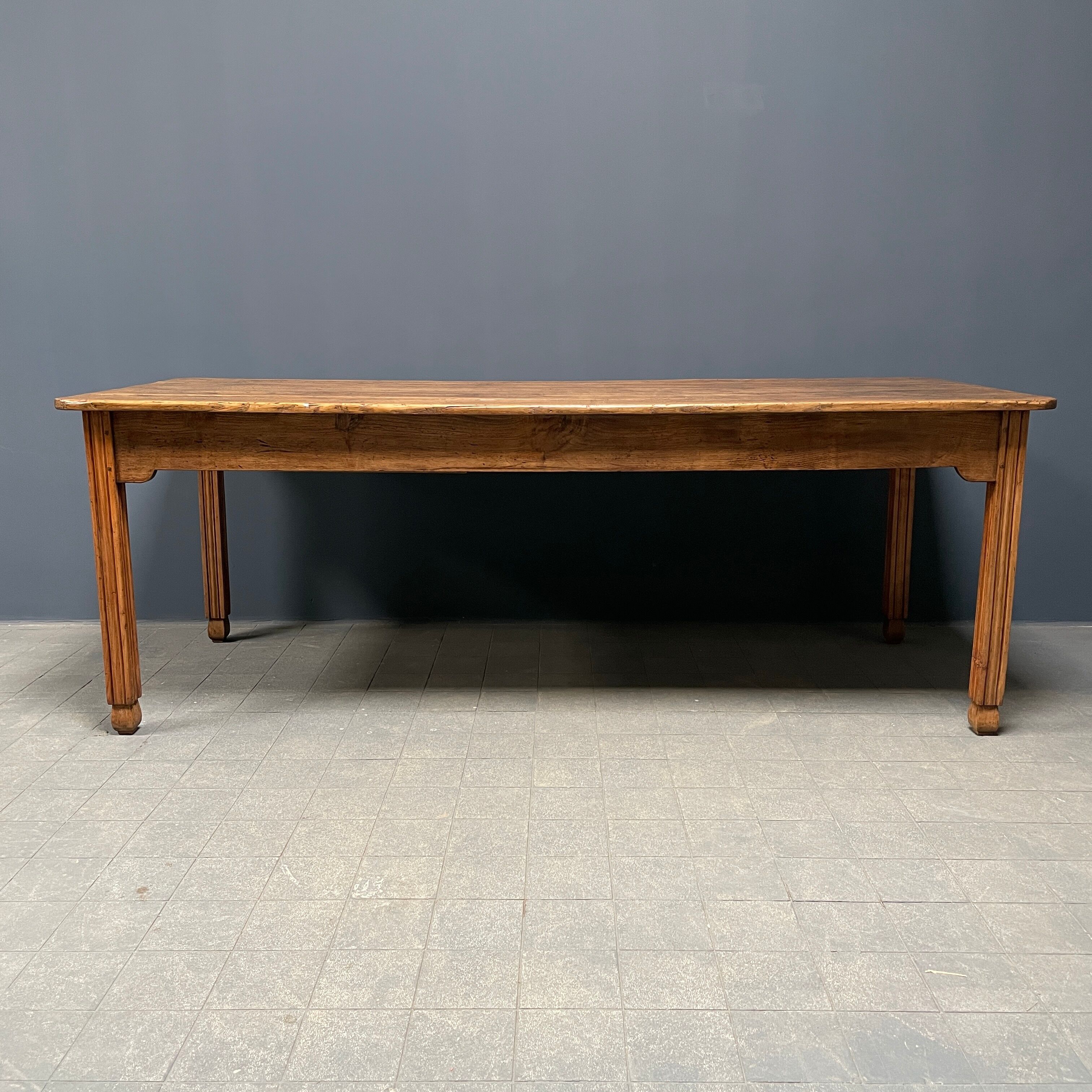 Large oak farmhouse table from France, early 1900s