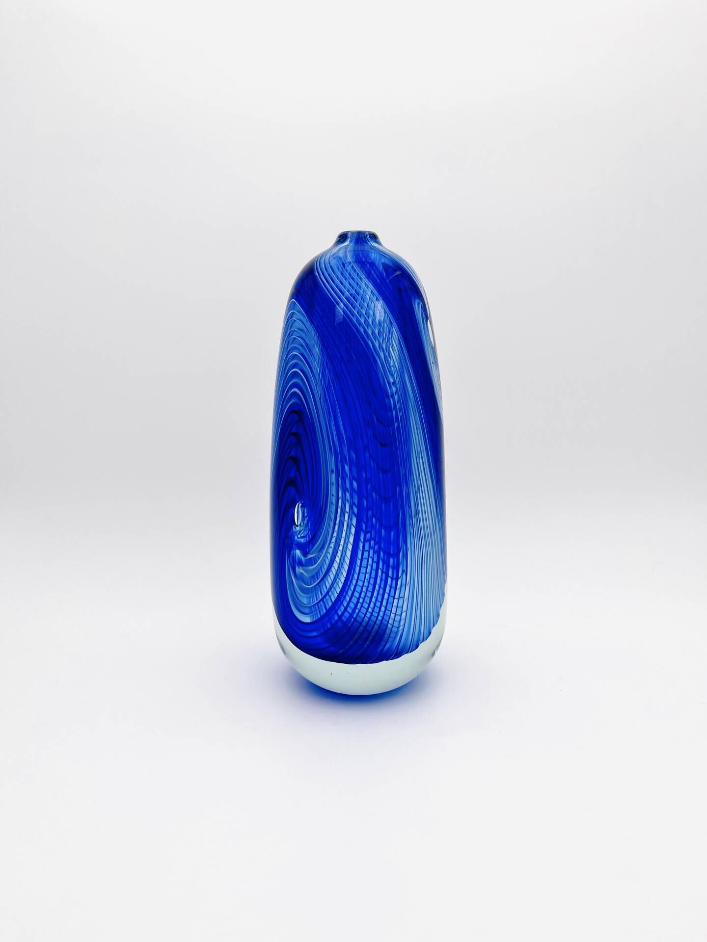 Large Vase R Pierini 1998 Blue White Glass Bubble 31cm 5kg Signed