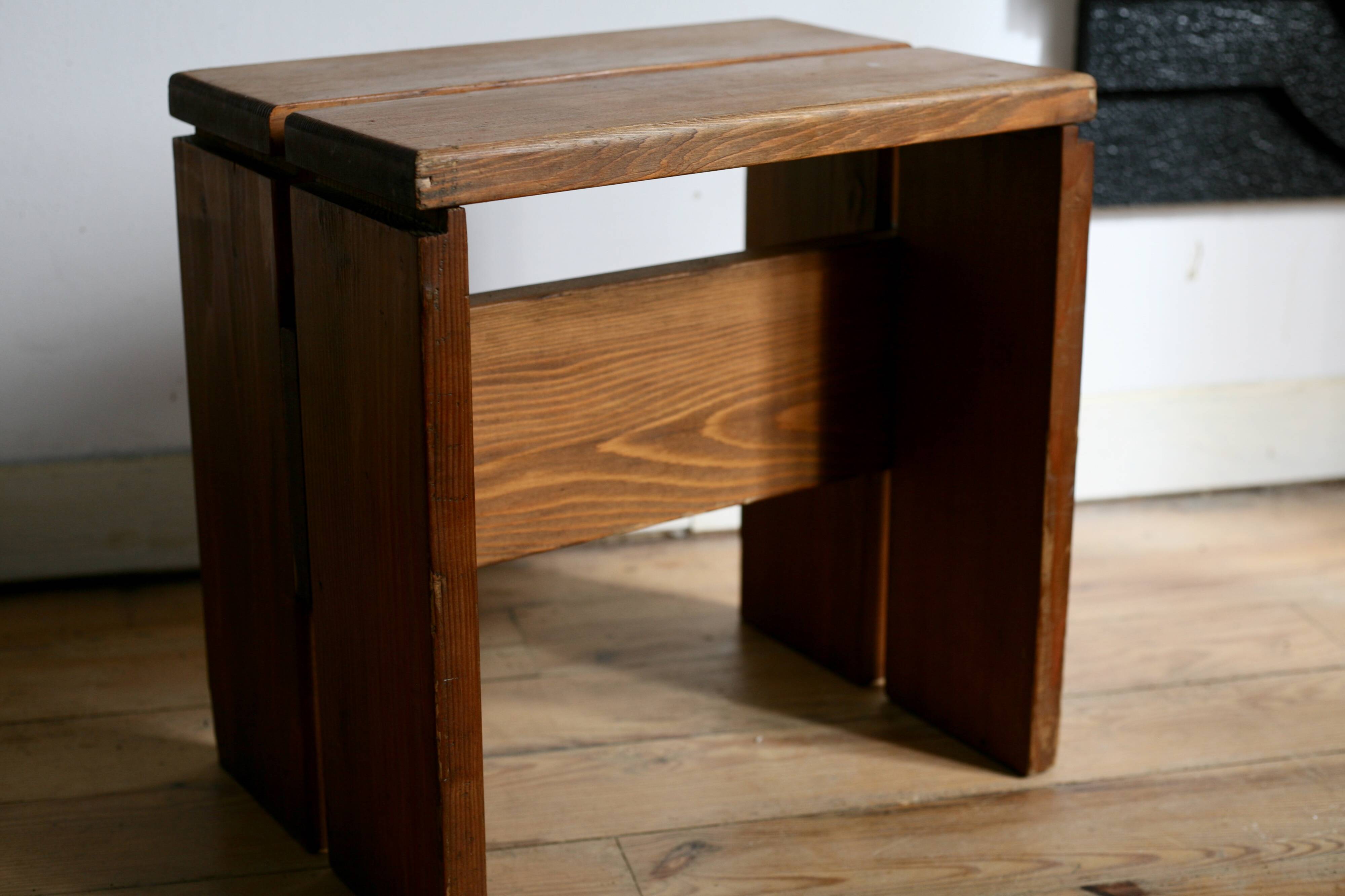 Large stool, selection by Charlotte Perriand for Les Arcs, France, 1960