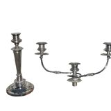 Pair of three-light convertible candelabras in silver metal