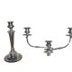 Pair of convertible three-light candelabra in silver-plated metal.
