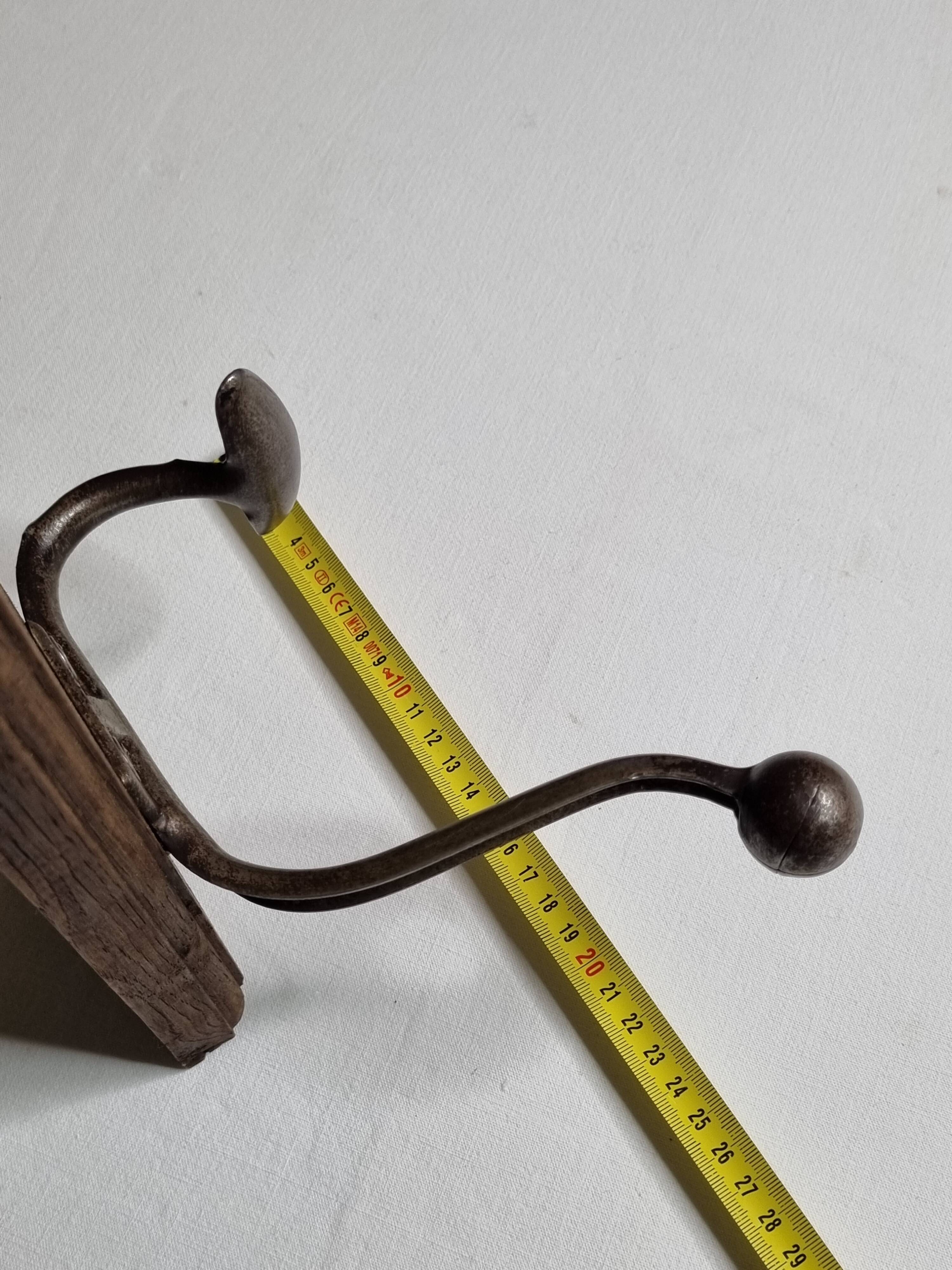 School wall coat rack, old, 3 hooks, 80 cm