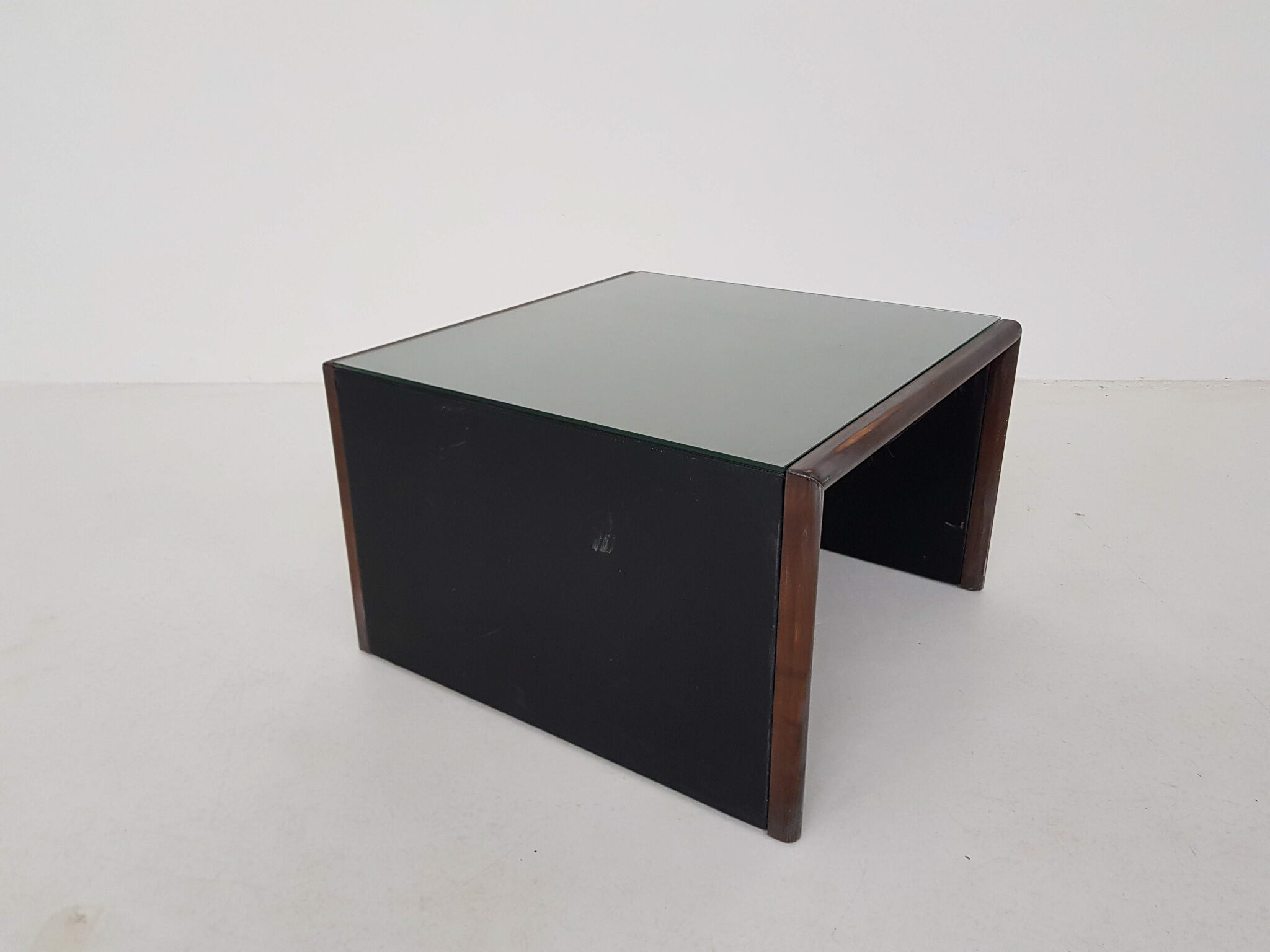Wood , leather and glass coffee table by Walter Knoll , Germany 1970’s