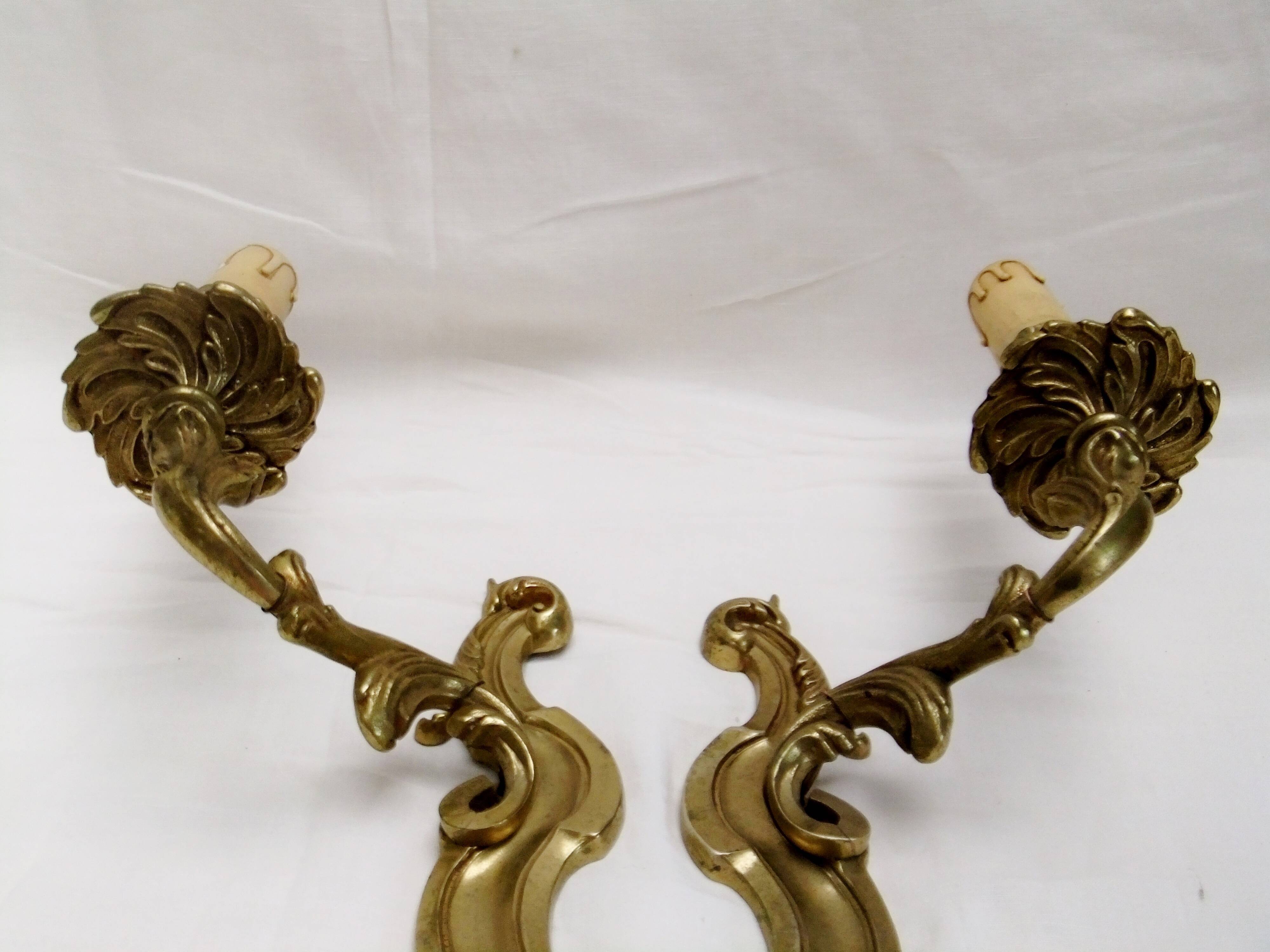 Wall light pair solid bronze Registered Model candle holder