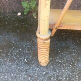 Pair of wall shelves vintage in rattan bamboo wicker