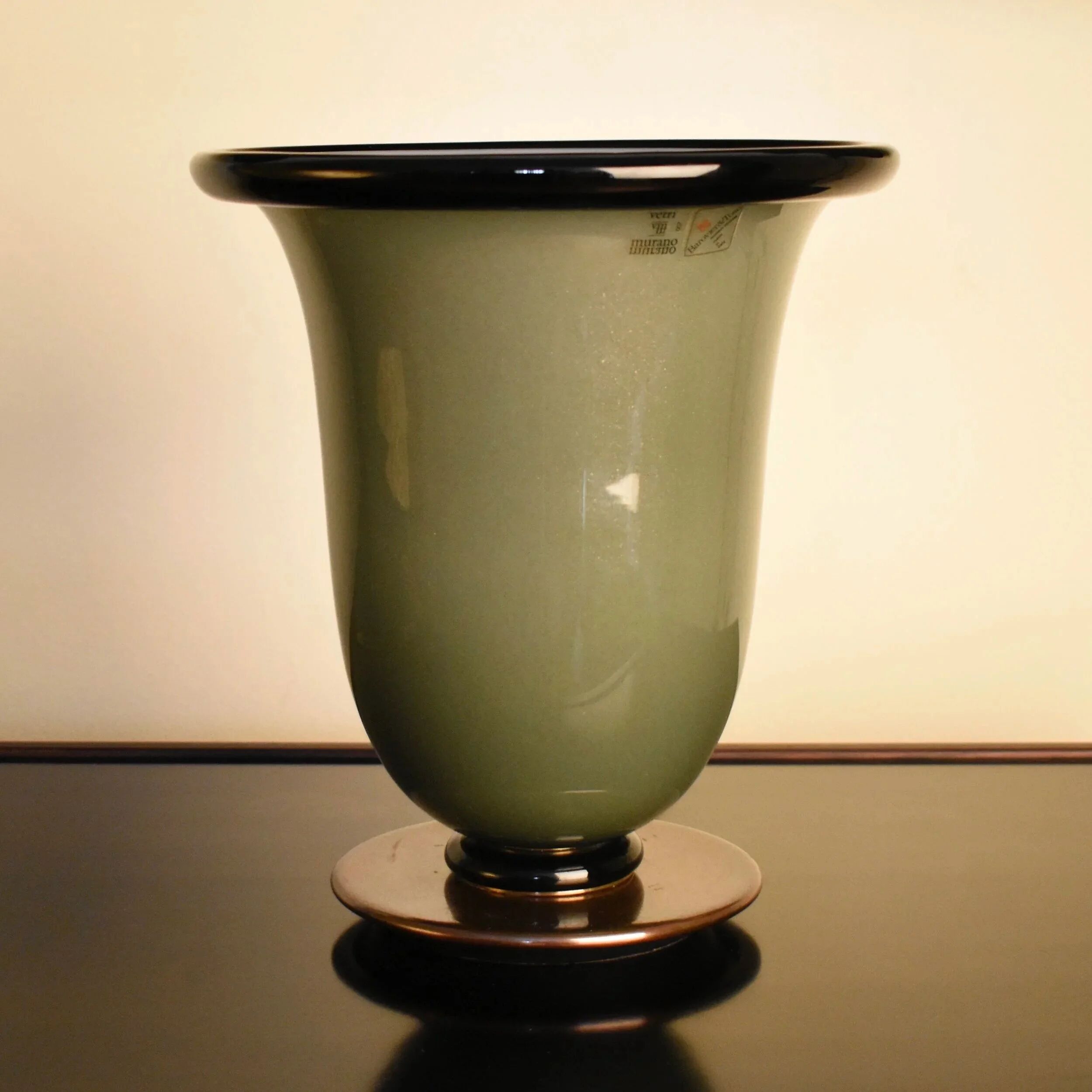 Green and black Murano glass table lamp by Barovier e Toso