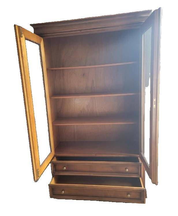 Buffet - bibliothèque vitré avec 2 tiroirs