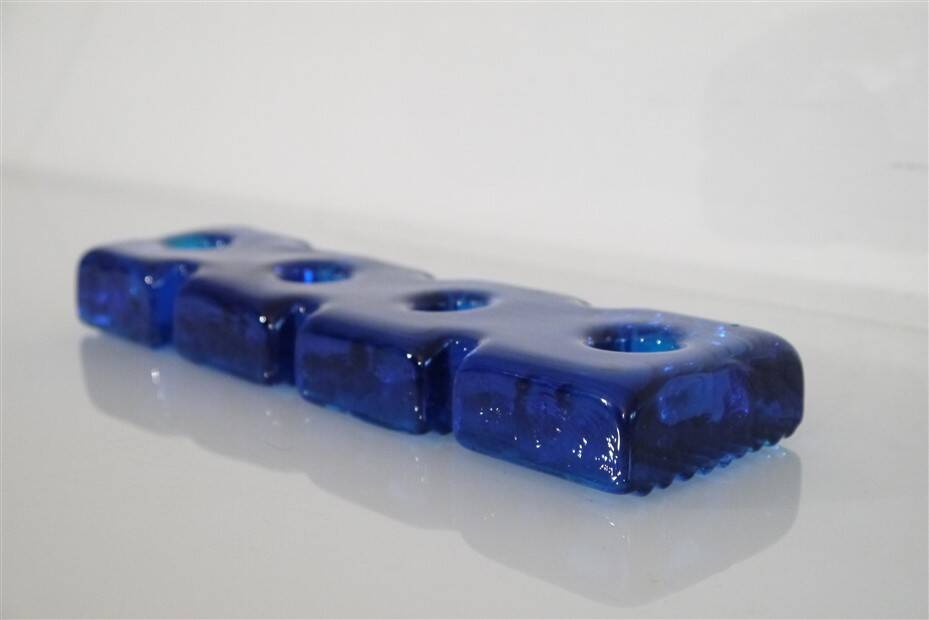 Swedish glass candle holder by Nybro Glasbruk 1970