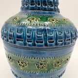 Aldo Londi vase, Rimini Blue, blue-green glazed ceramic, Bitossi, 1960