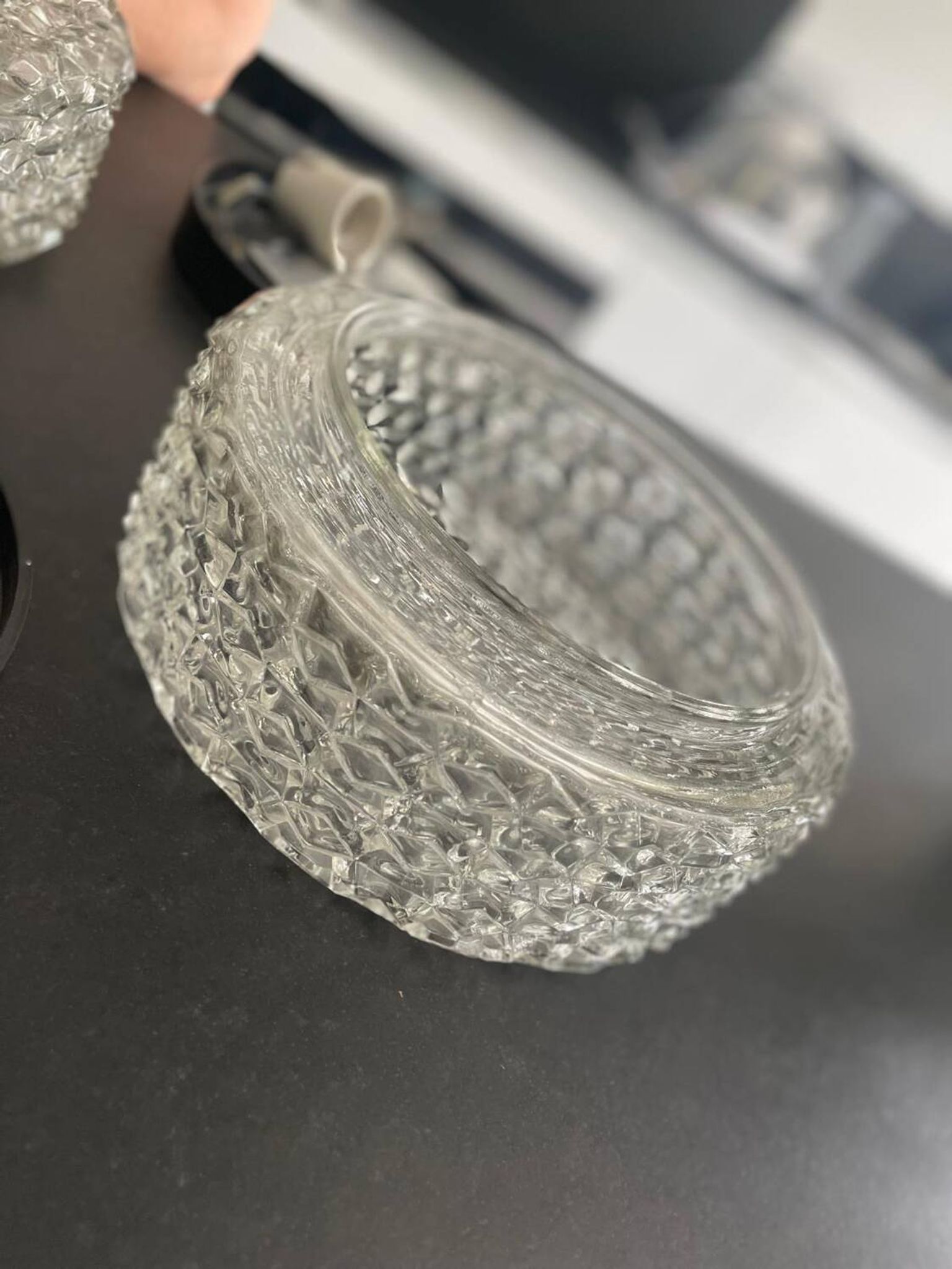 Pair of ceiling lights RZB moulded glass 1960. Germany