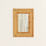 1970s wall mirror in rattan and cane, Spain