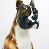 Life-size boxer dog statue in majolica, glazed ceramic, Italy, 1970s.