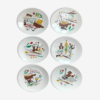6 plates with fondue Salins