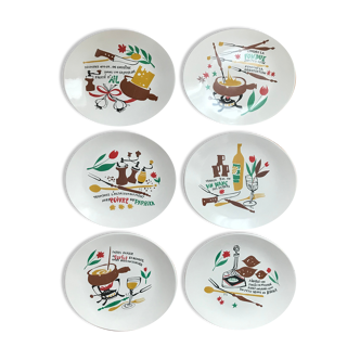 6 plates with fondue Salins