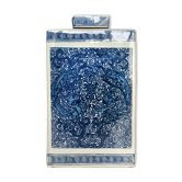 Ancient Chinese tea box made of blue white porcelain