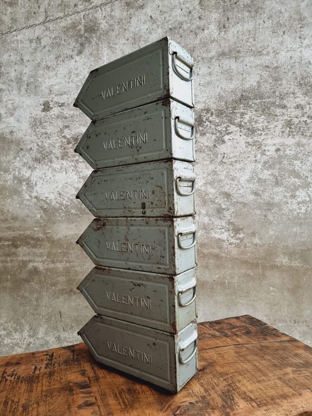Industrial storage bin stacking bin Valentini steel