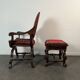 Fauteuil Curule, X-frame chair, William & Mary avec son repose-pied XVIIe