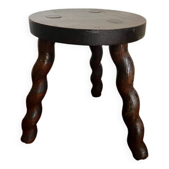 Turned wood tripod stool