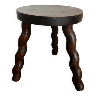 Turned wooden tripod stool