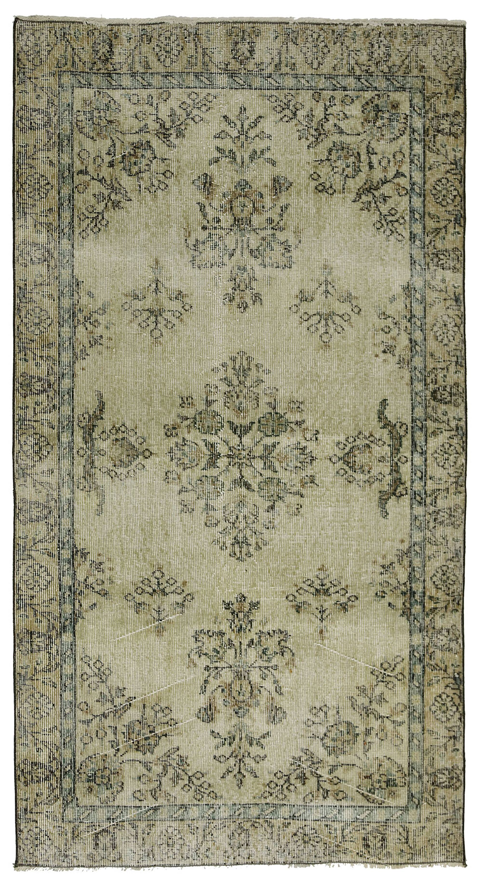 ONE-OF-A-KIND TURKISH HANDWOVEN VINTAGE RUG - RUSTIC VINTAGE CHARM 203X 111