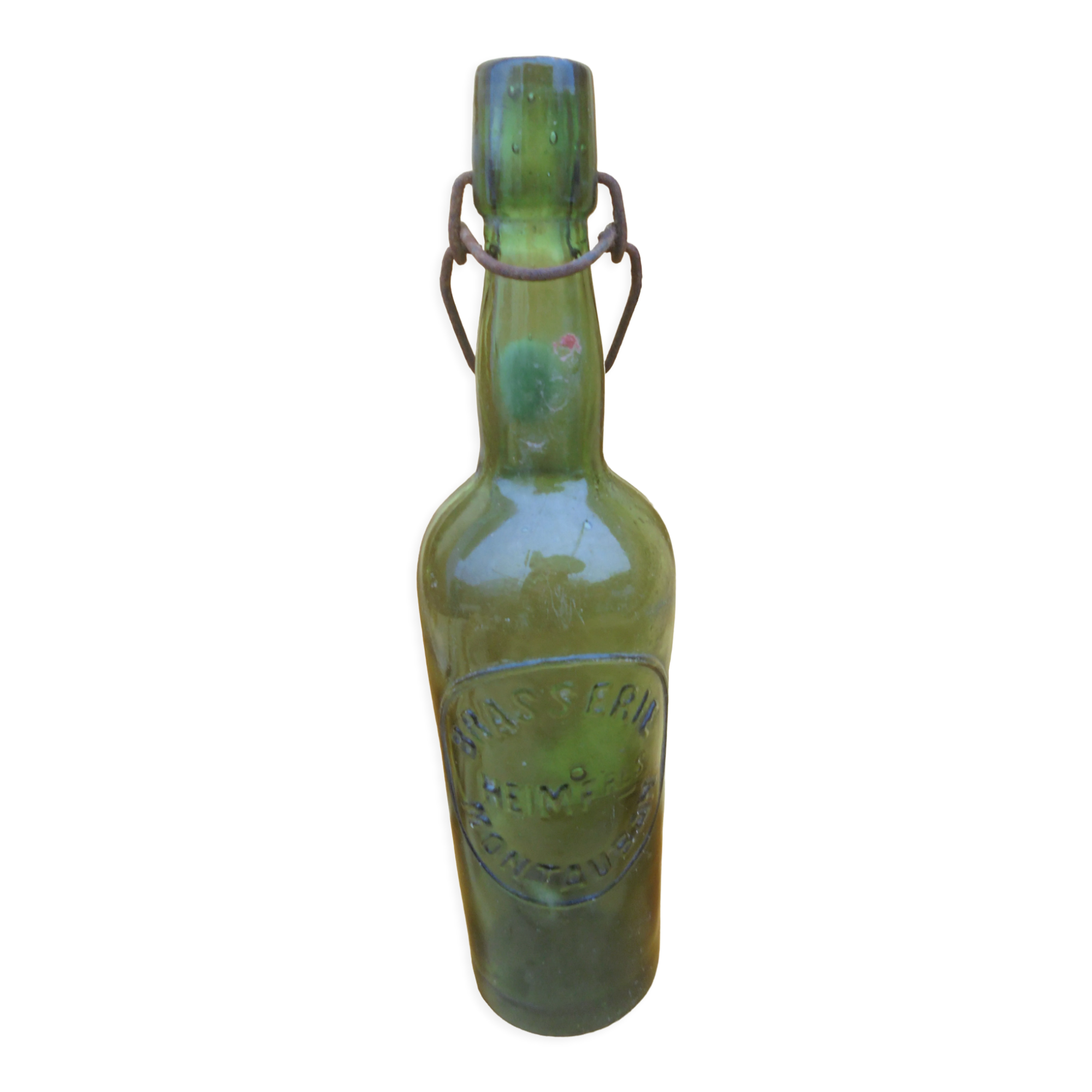 Old bottle of beer brewery HEIM Montauban green glass