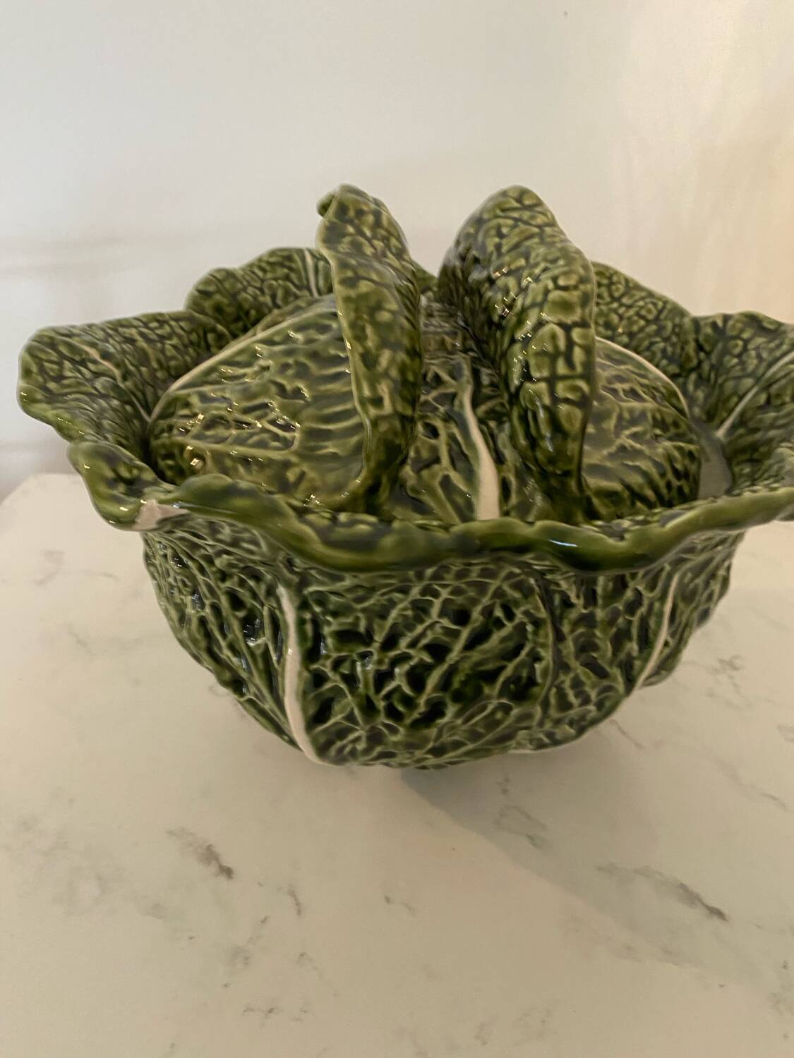 Vintage cabbage barbotine soup tureen