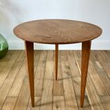 Tripod wood veneer side table 50-60s