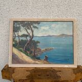 Mediterranean landscape painting signed Procelli 70 x 52