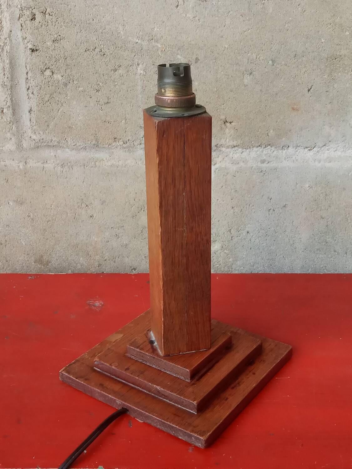 Pied de lampe en chêne années 50