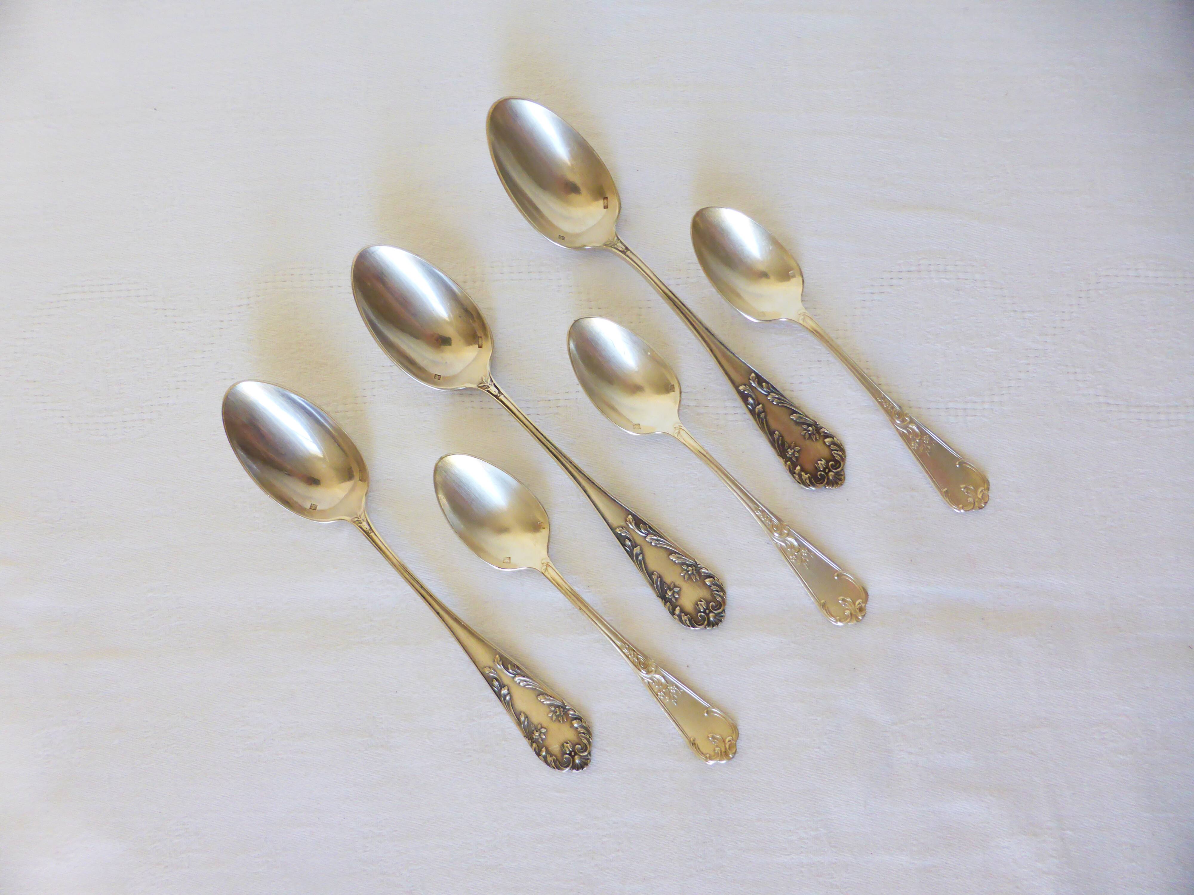 3 small spoons + 3 vintage silver-plated metal mocha spoons