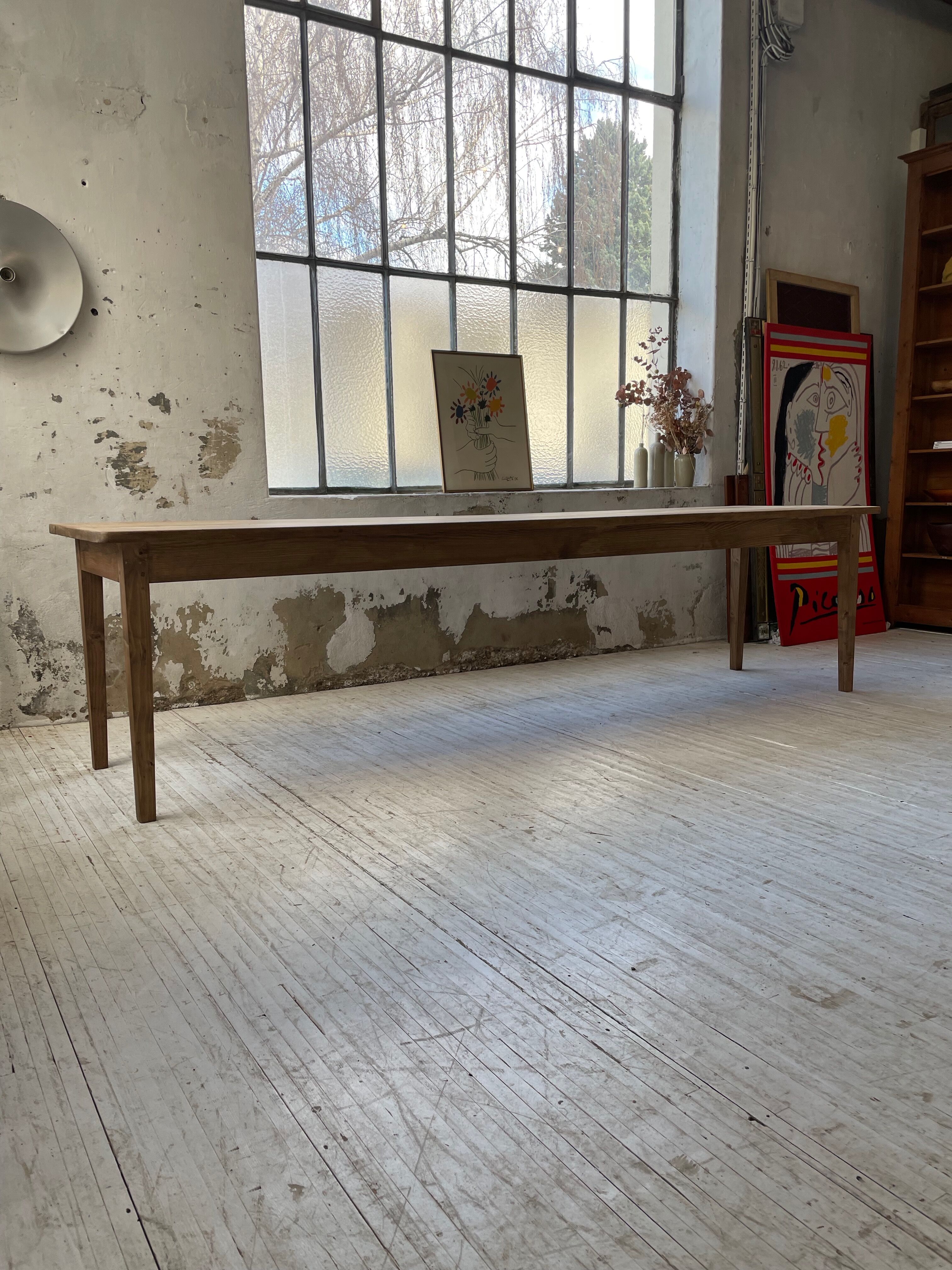 XL farmhouse table in beech and pine 3m