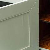 Sideboard in legno inserti in pelle verde anni ’60 vintage modernariato