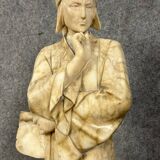 Adolpho Cipriani: Dante Alighieri Known as “Dante”: Alabaster Sculpture from the Late 19th Century