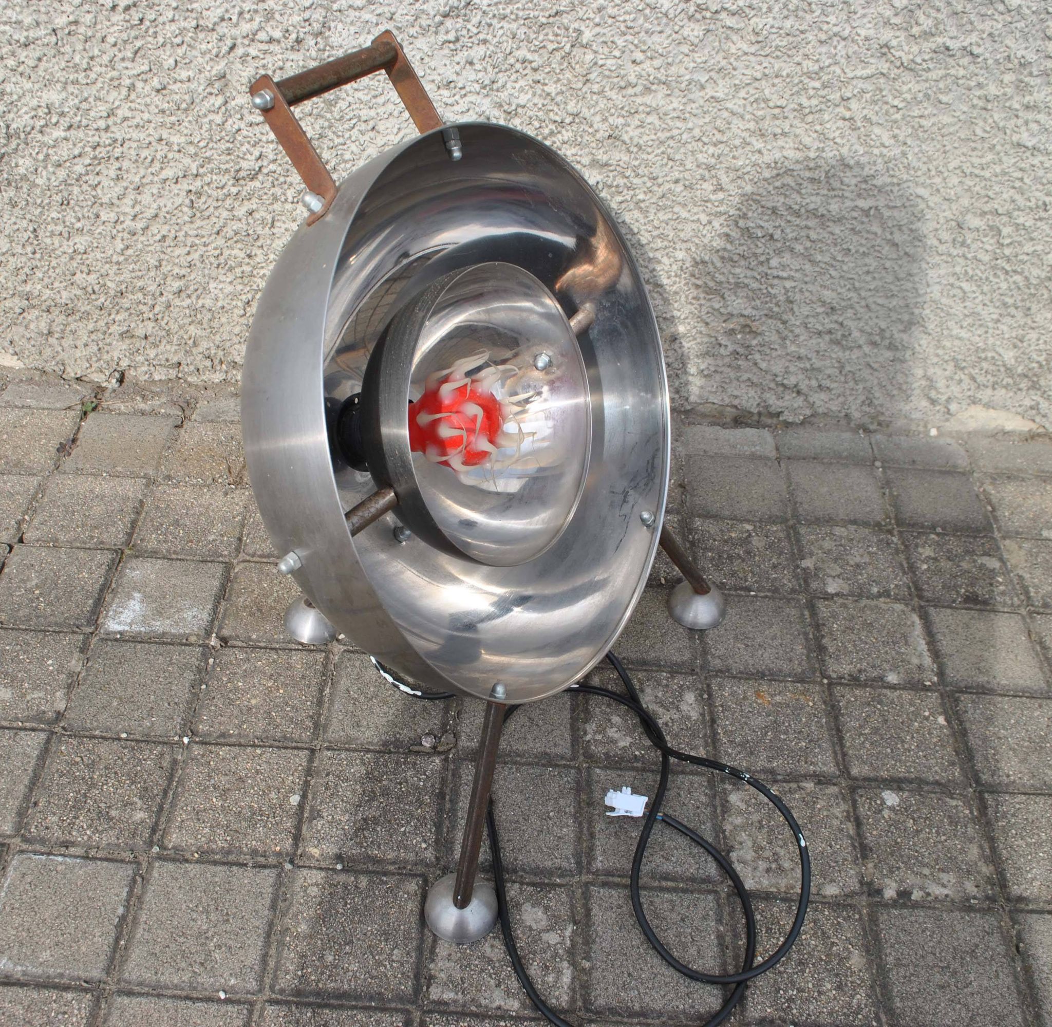 Lampe sphère planète en métal chromé design space-age 1960-1970