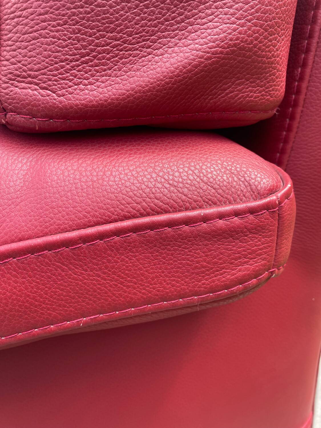 Vintage Roche Bobois red leather sofa